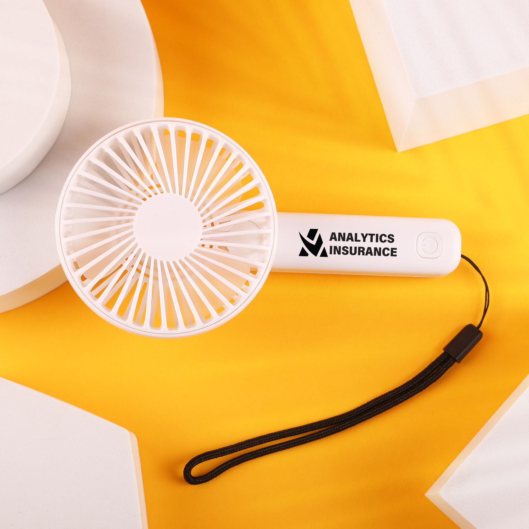 Promotional Mini Fan Foldable Rechargeable with Lanyard - 6.38 in - Promotional Custom Breakaway Lanyards with Logo