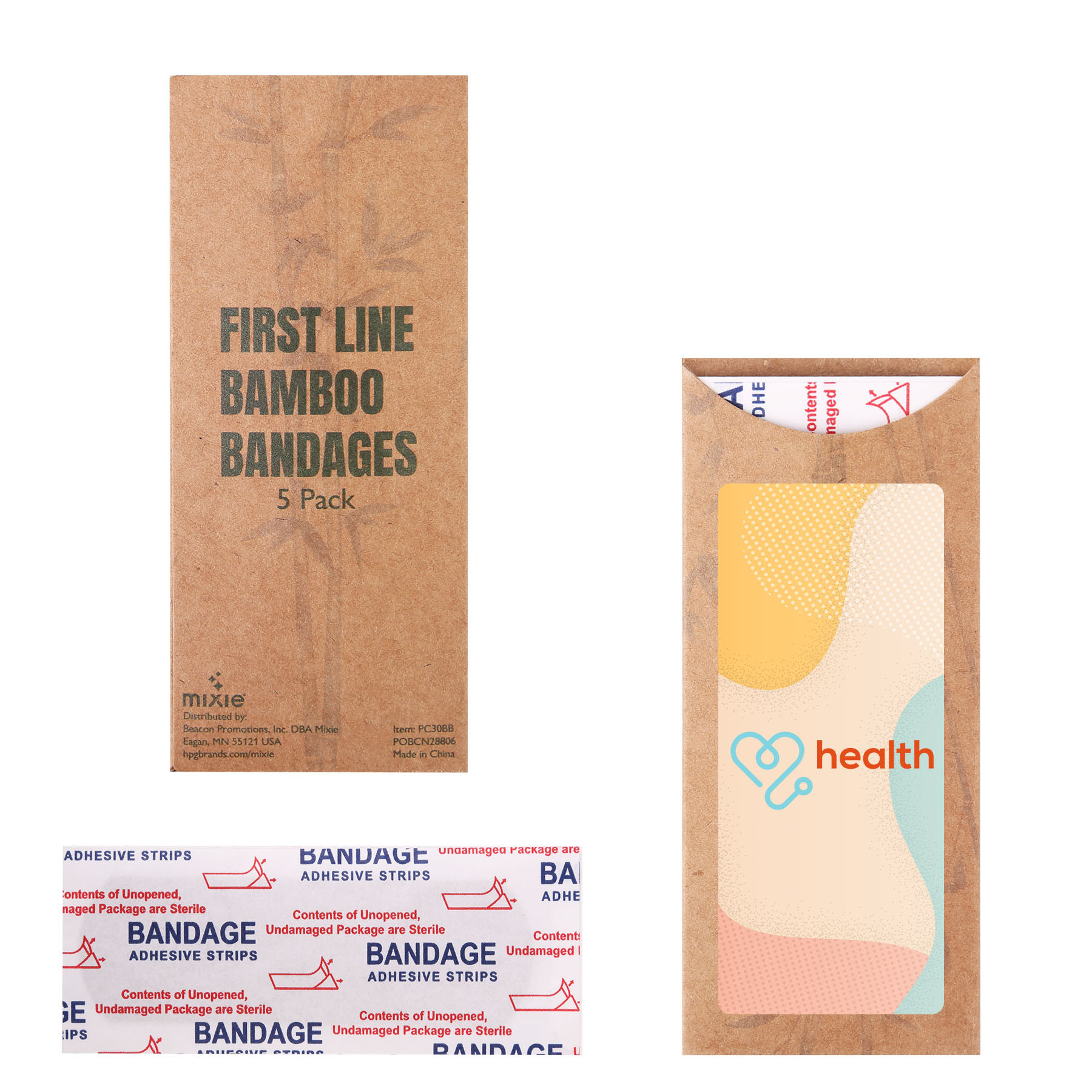 Bamboo Bandages Sustainable Plastic-Free (5 Pack) - View 3 - Imprinted First Aid Kits - product view 4