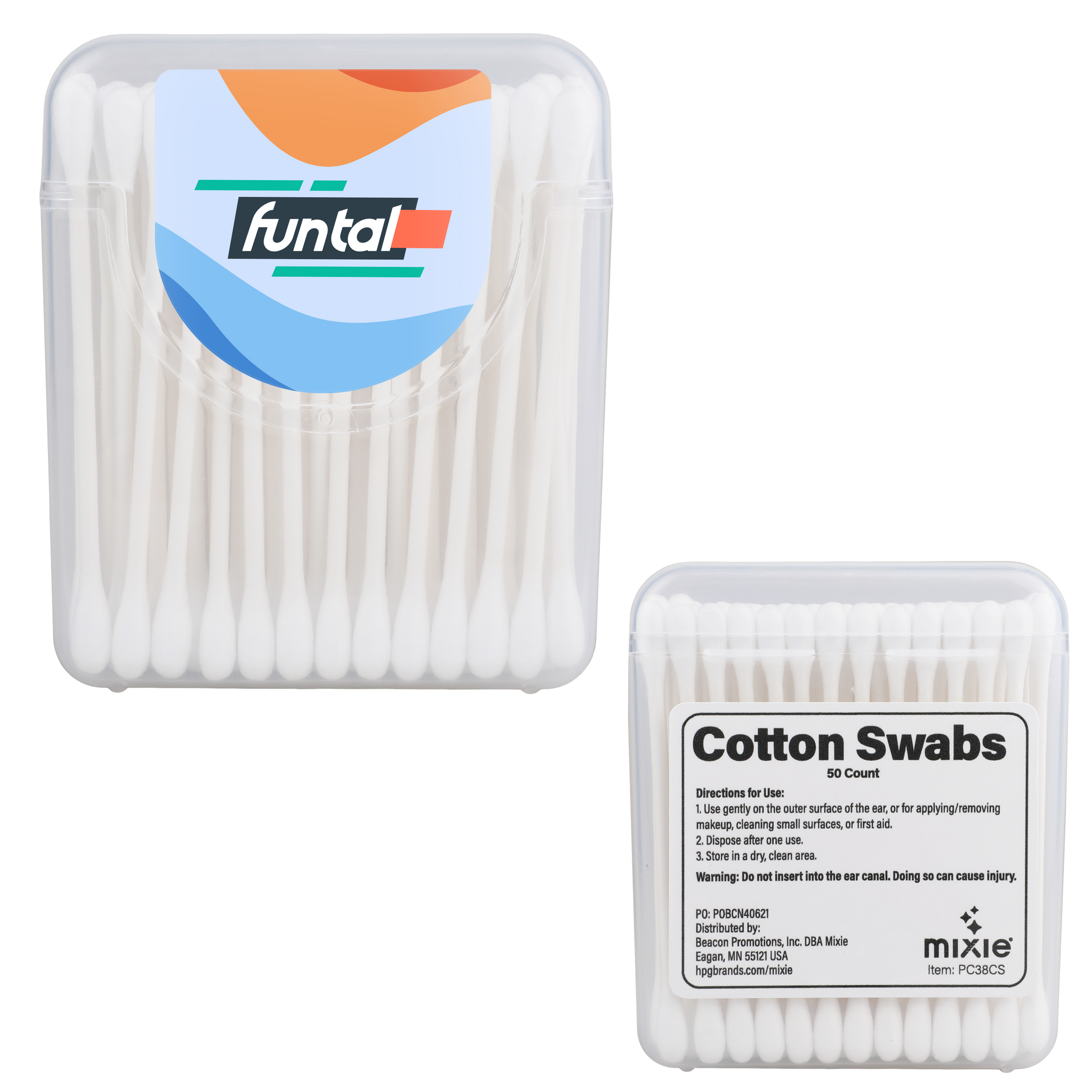 Cotton Swabs Travel Case Flip Top (50 Pack) - View 4 - Personalized Personal Care Kits - product view 3