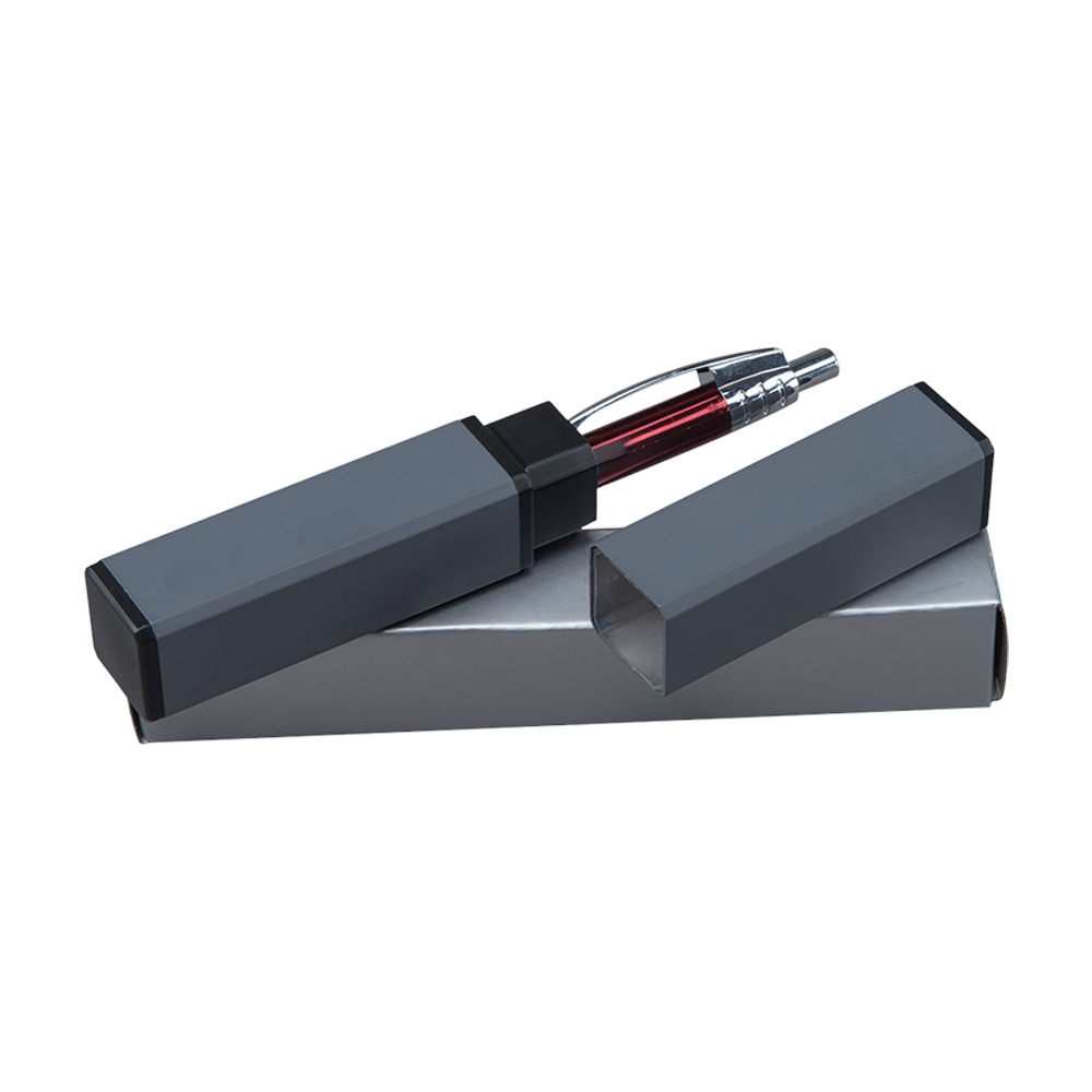 Pen Gift Box Square Aluminum Gray Engraved Area - 6 in Blank - Customizable Pen Gift Sets Before Logo - blank view 4