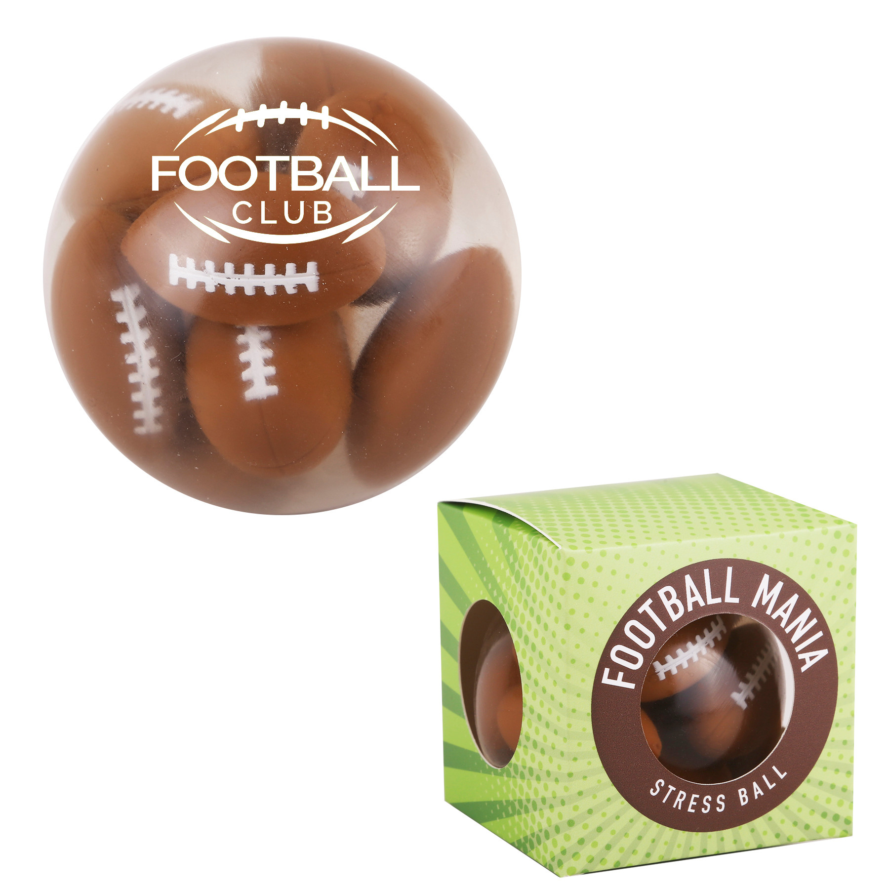 Stress Ball Football Clear TPR - 2.25 in - View 3 - Custom Logo Stress Relievers - product view 4