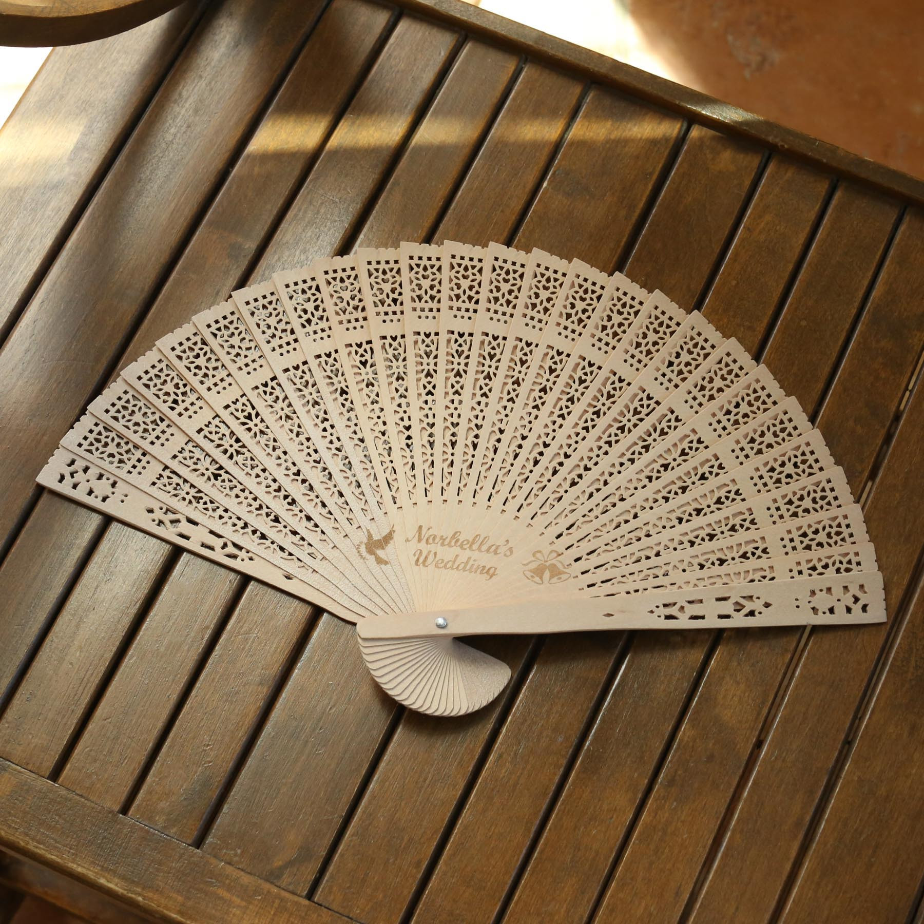 Hand Fan Wood Accordion Folding Dynasty - 14 x 8 in - View 7 - Customizable Portable Fans - product view 8