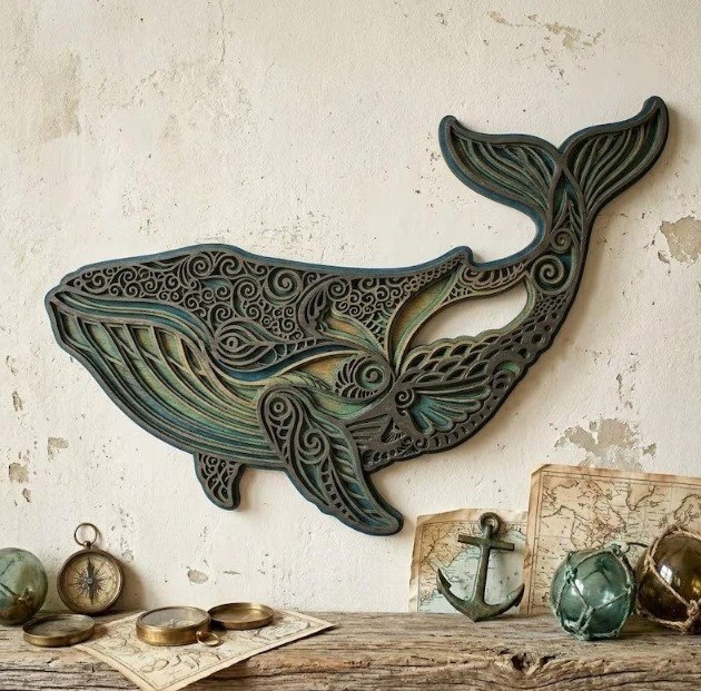 Humpback Whale Wooden Sign