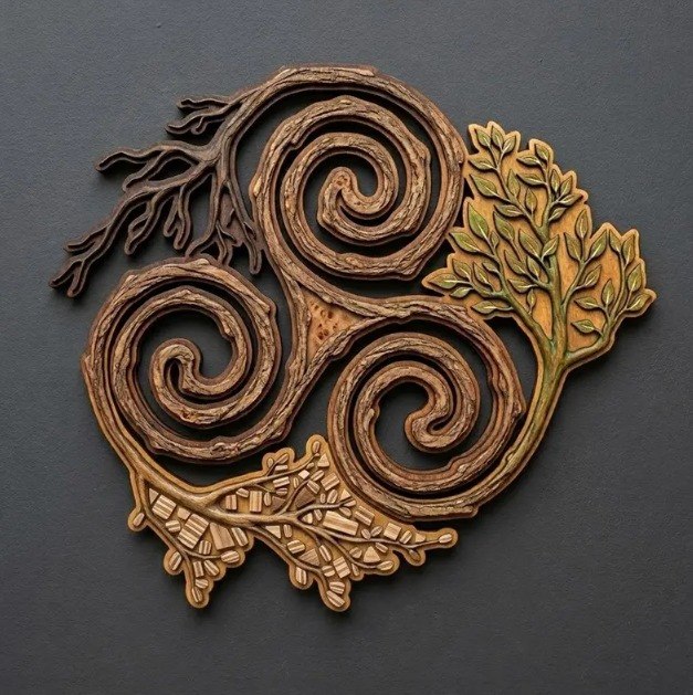 Celtic Triple Spiral Wood Decor