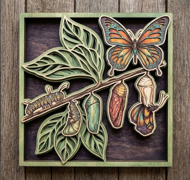 Butterfly Life Cycle Wooden Wall Art