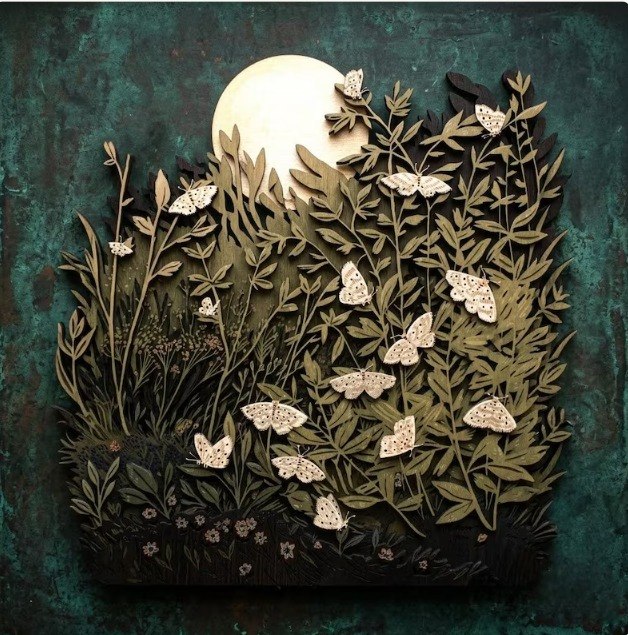 Celestial Moth Wooden Wall Art