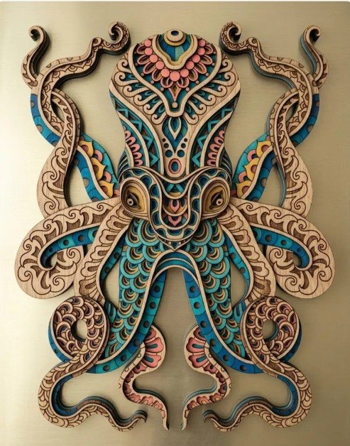 Hawaiian Tribal Octopus Wooden Sign