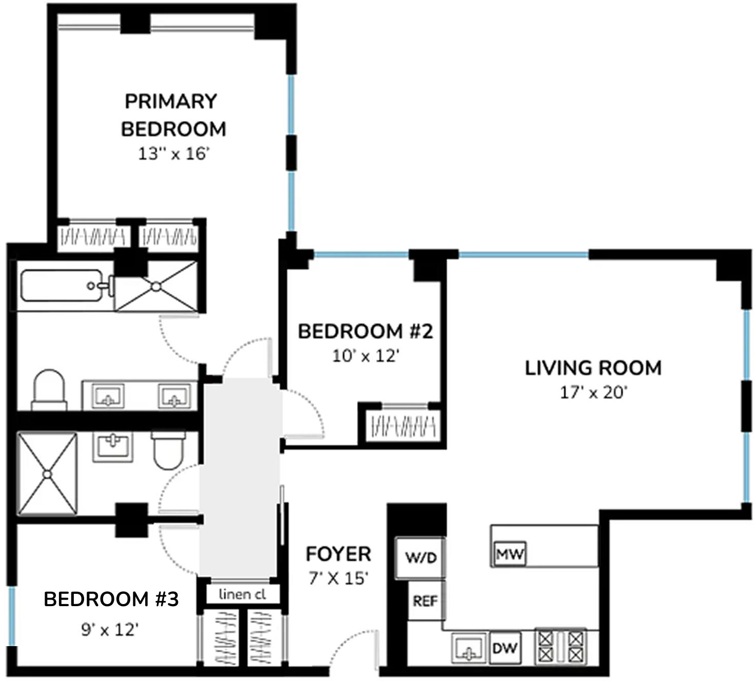 Potential layout: 3BR