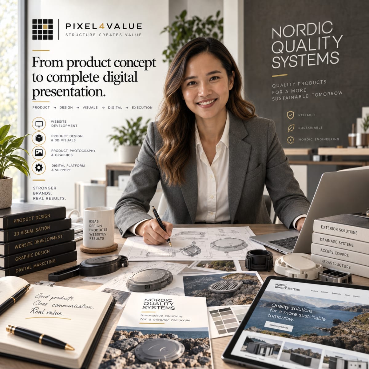 Nordic Quality Systems digital platform and visual product presentation
