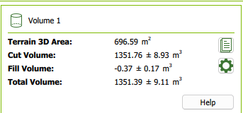 Pix4D cut & fill report screenshot