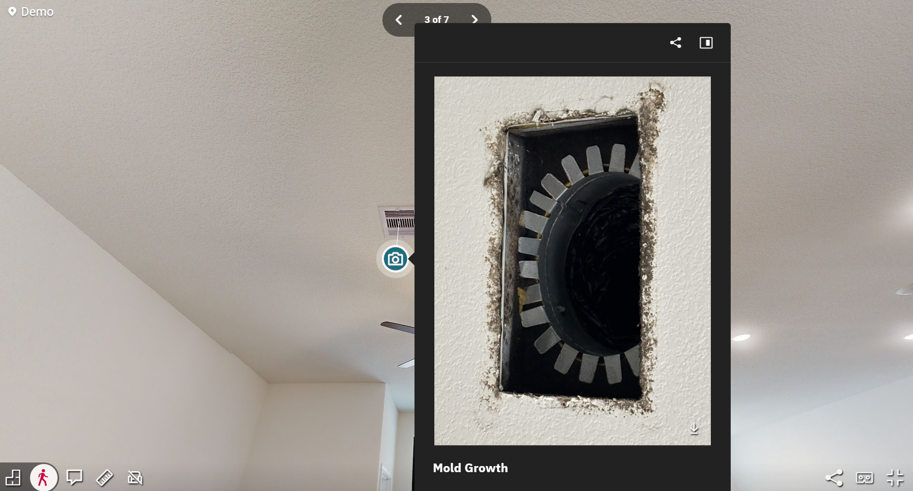 Example annotation demonstrating how observed conditions may be visually referenced within the tour.