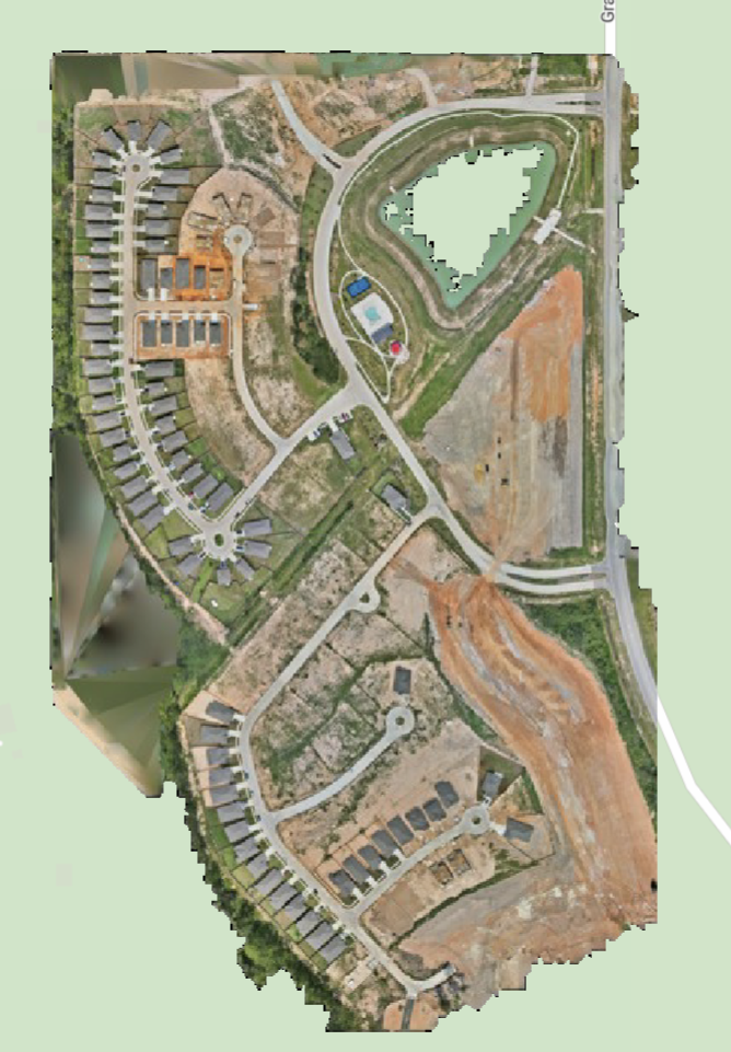 High-resolution aerial orthomosaic of a construction project