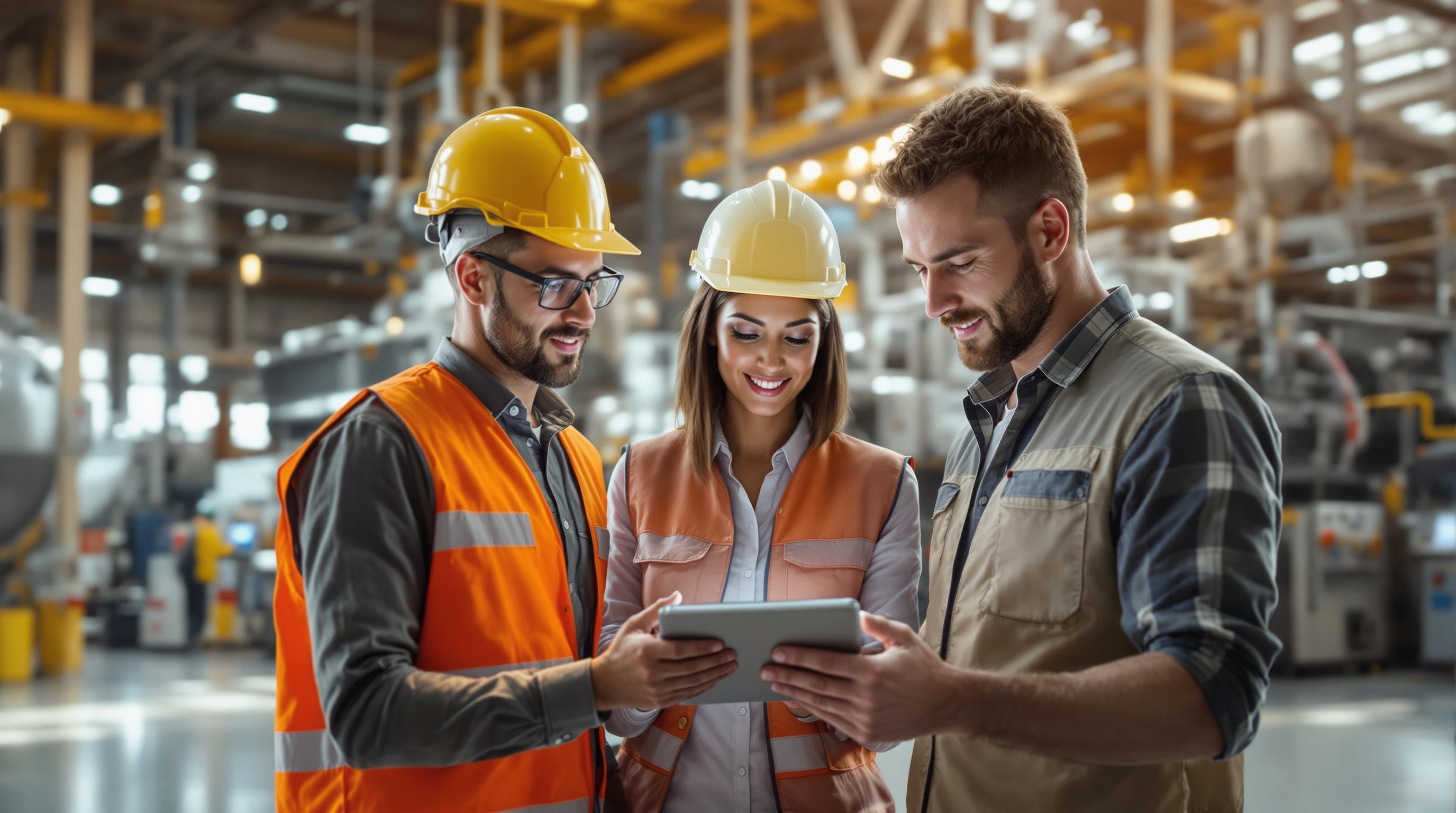 Industrial or commercial environment showing spatial relationships and layout