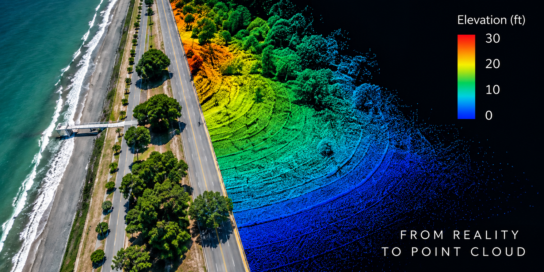 Dense point cloud model showing millions of individual three dimensional points