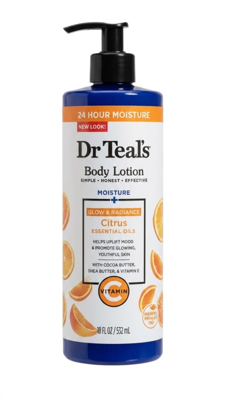 Dr Teals Glow & Radiance Body Lotion with Citrus Essential Oils & Vitamin C.