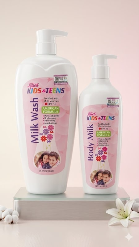 Juliette's Kids & Teens Milk Wash (1000ml / 35.2 fl oz) & Juliette's Kids & Teens Body Milk (400ml / 14.1 fl oz)