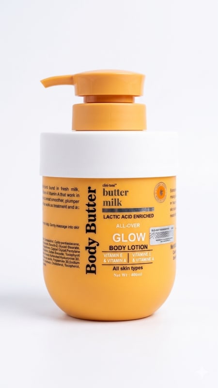 Body Butter All-over Glow Body Lotion Butter Milk Lactic Acid Enriched 400ml