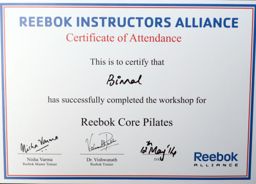 Reebok Core Pilates certificate