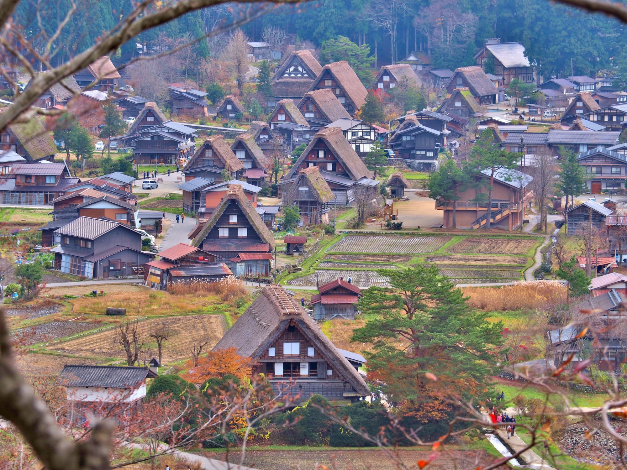 Les maisons au toit de chaume de Shirakawa-gō, au creux de la vallée