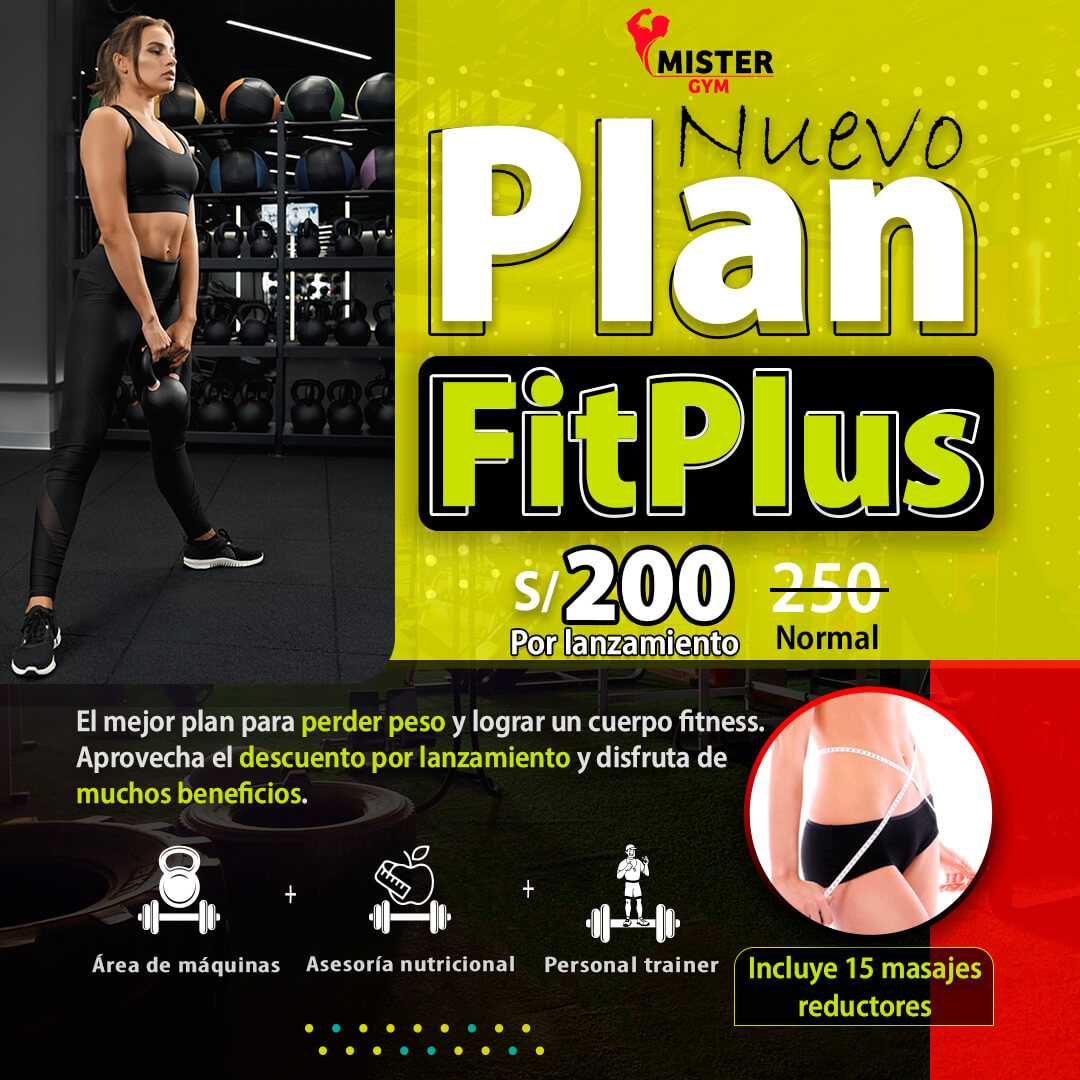 Nuevo Plan FitPlus de Míster Gym Casma, obtén la mejor membresía en el mejor gimnasio de Casma