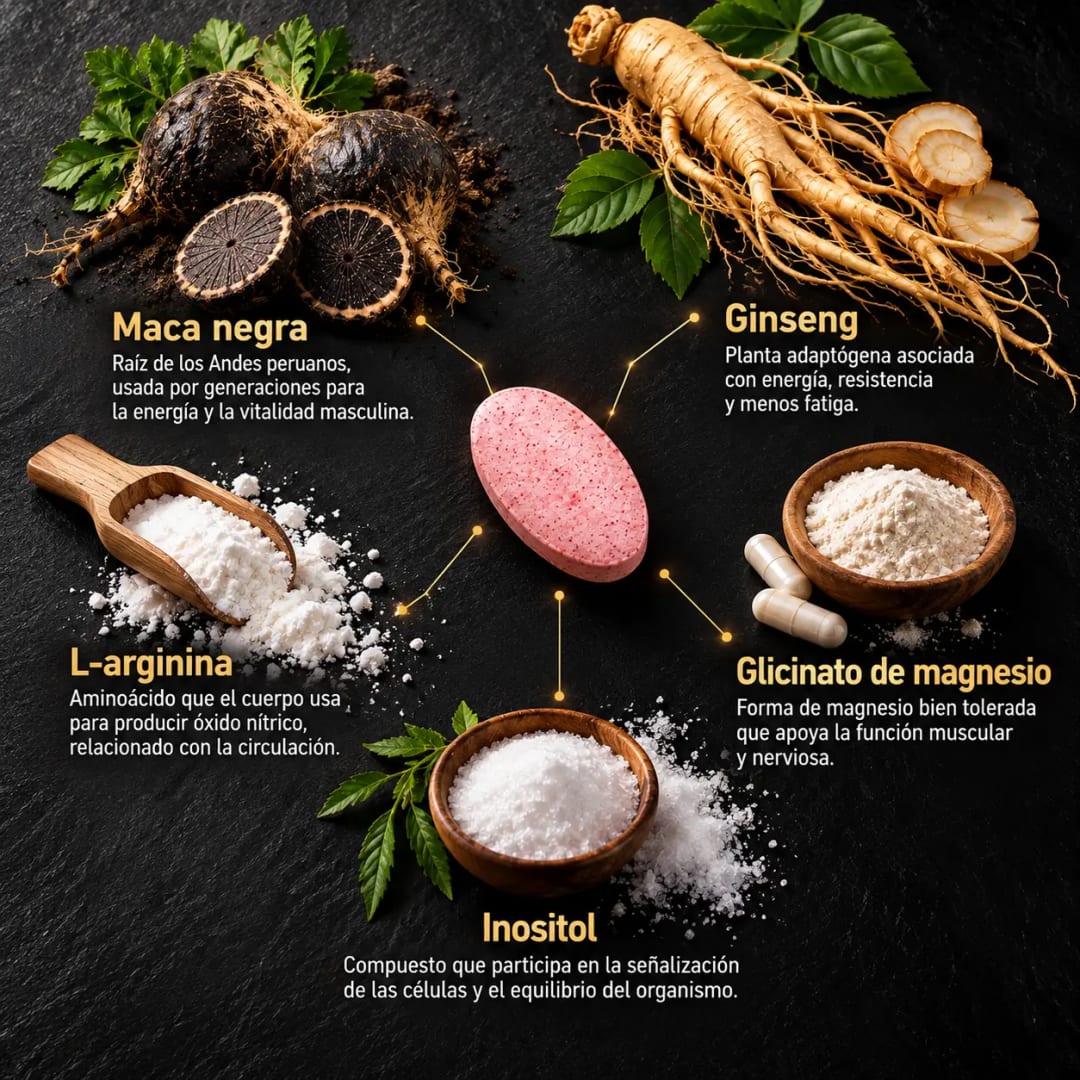 Tableta de ENERPLU y sus 5 ingredientes
