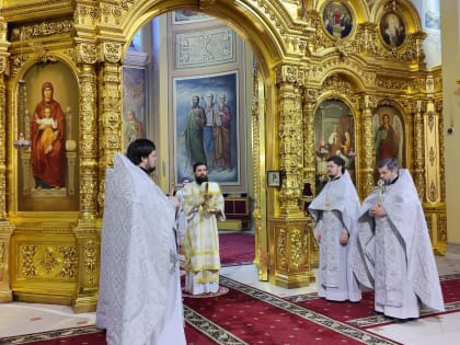 В Неделю 31-ю по Пятидесятнице, пред Богоявлением, епископ Артемий совершил Божественную литургию в Ростовском кафедральном соборе