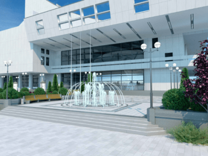 Возле  Музыкального театра в Ростове начали устанавливать сухие фонтаны