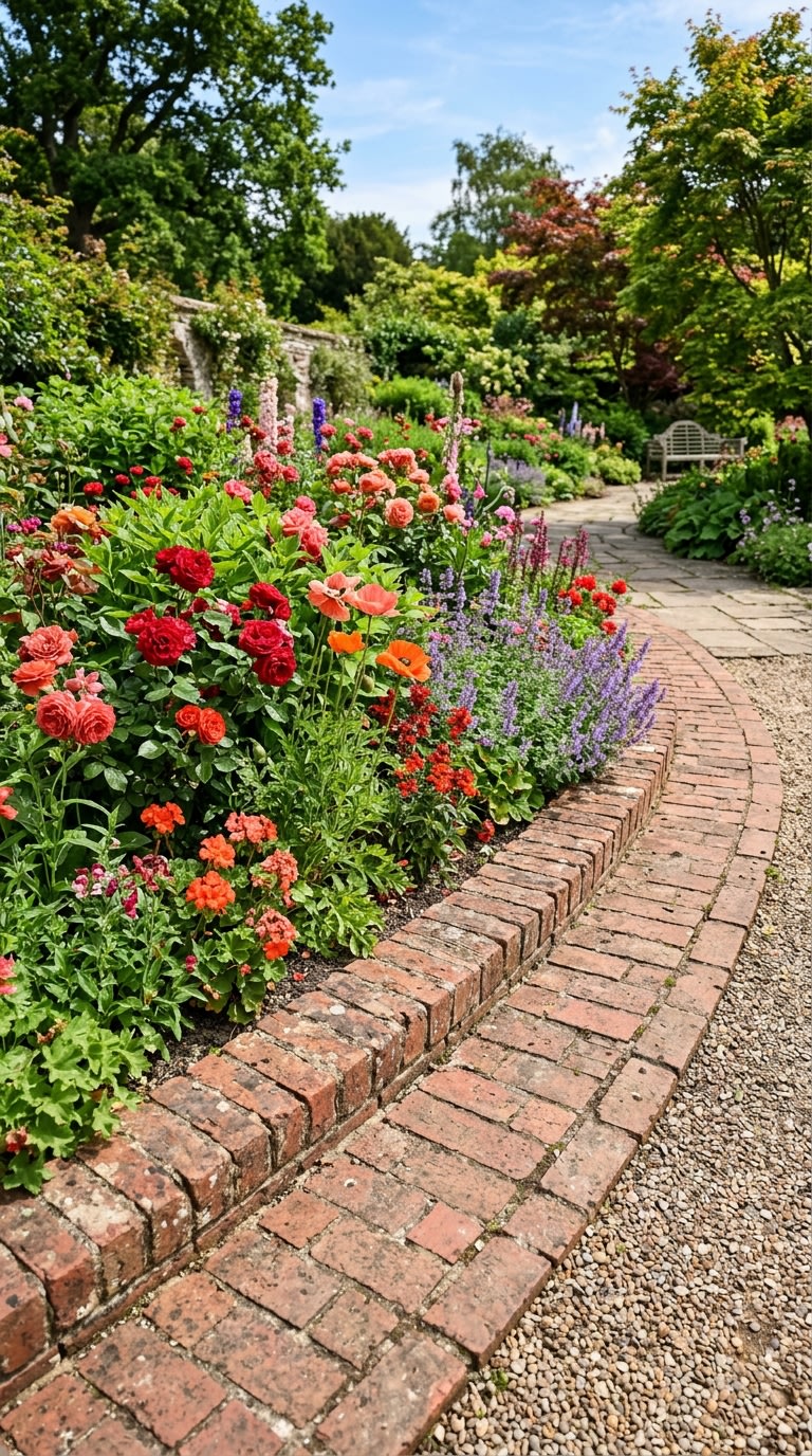 5. Stylish Brick Edging for Classic Appeal