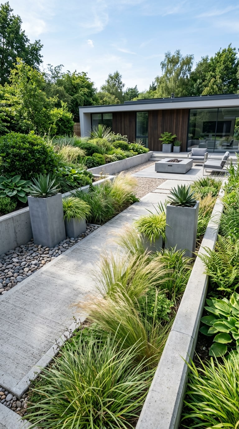 6. Sleek Concrete Edging for Urban Aesthetics