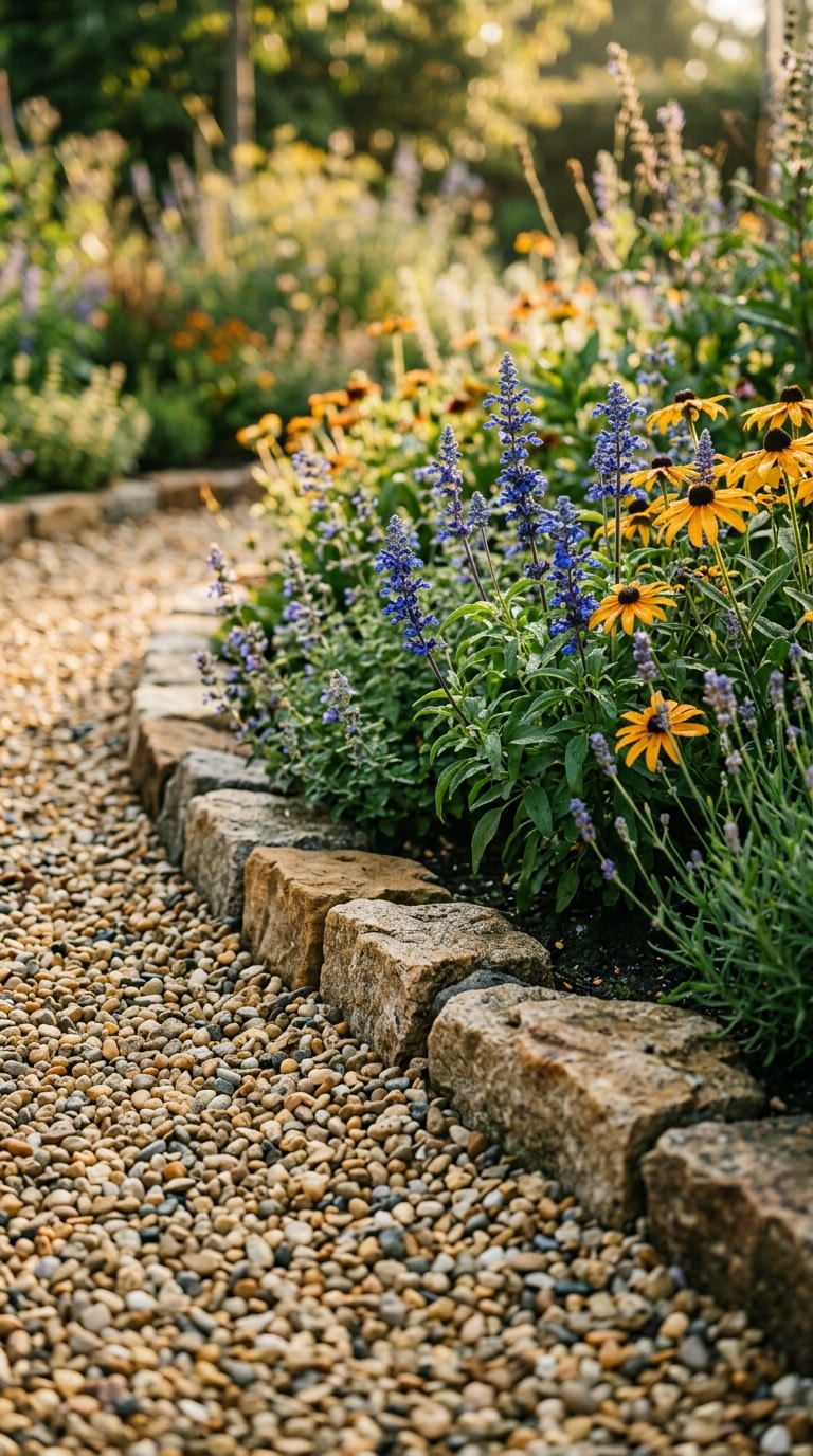7. Creative Gravel Edging for a Natural Look