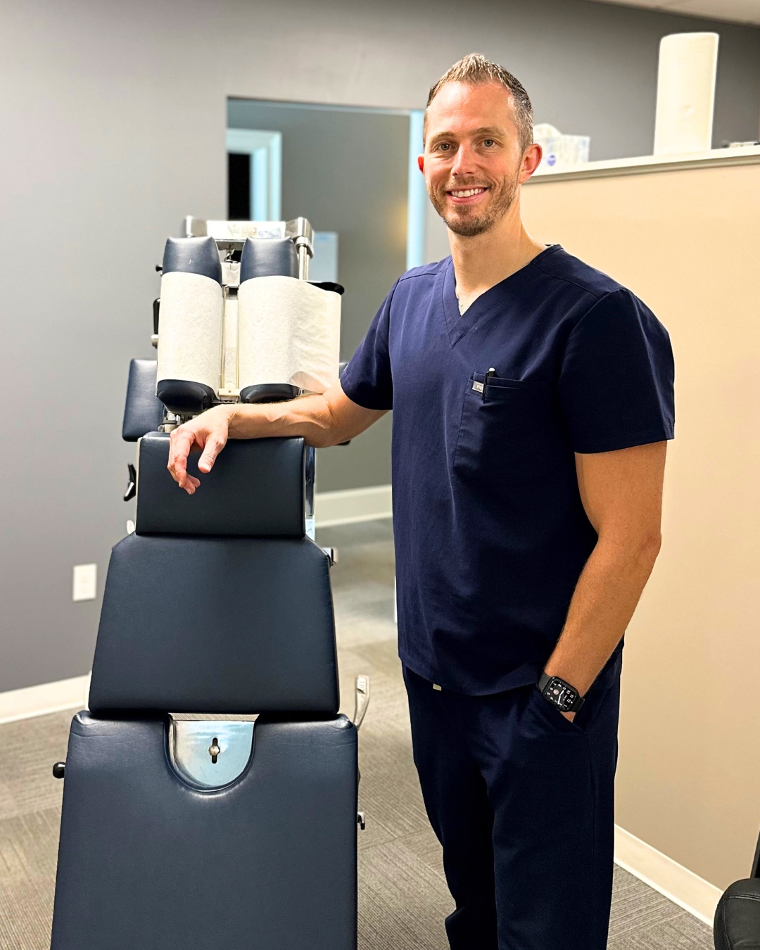 Dr. Chris Parrett, D.C., at New Millennium Medical in Belvidere, Illinois