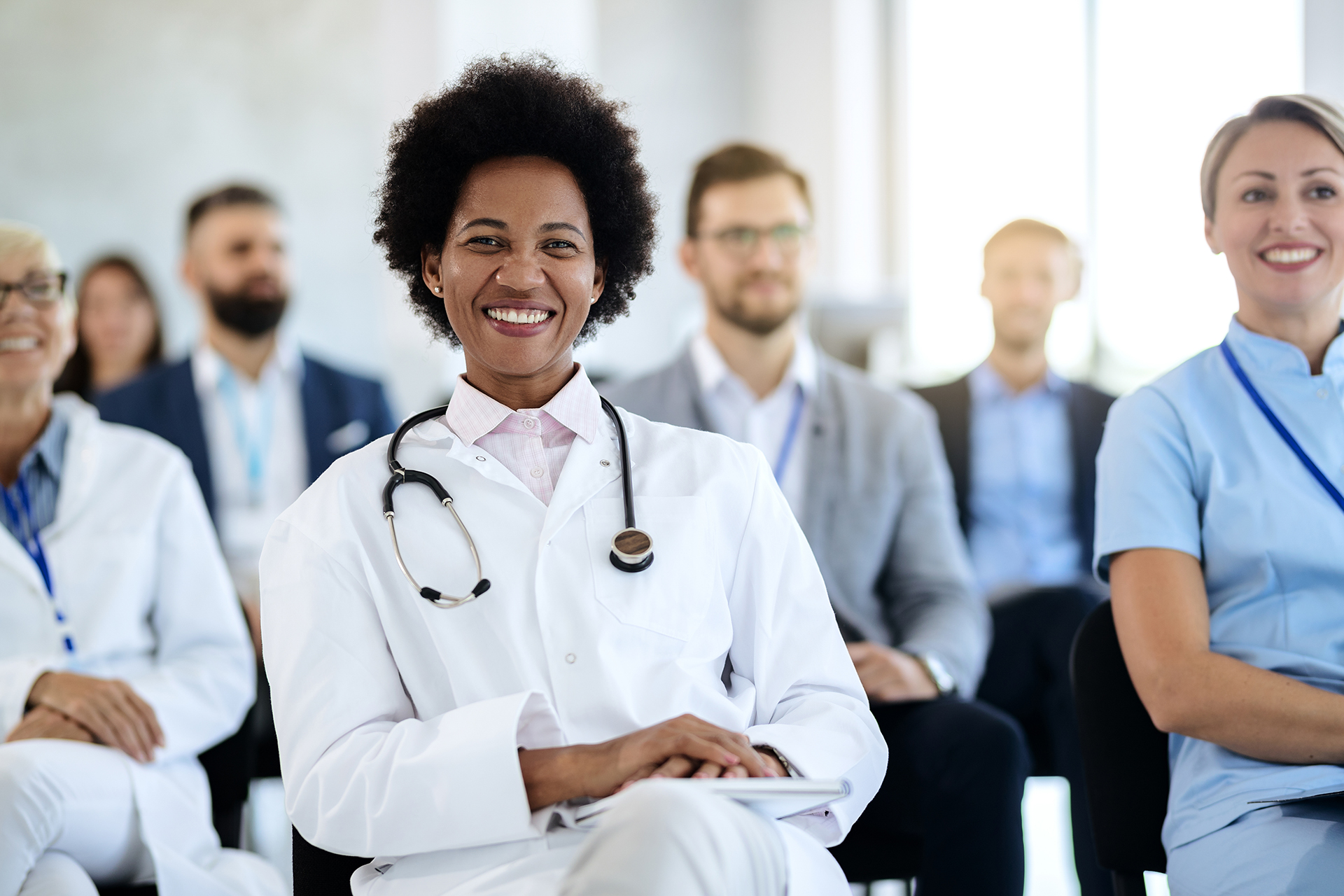 Happy black female doctor