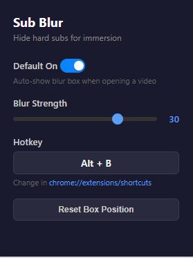 YouTube Sub Blur Extension screenshot