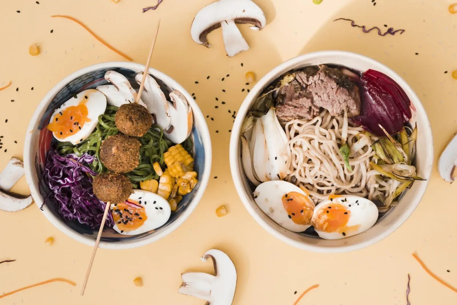 Two bowls of food