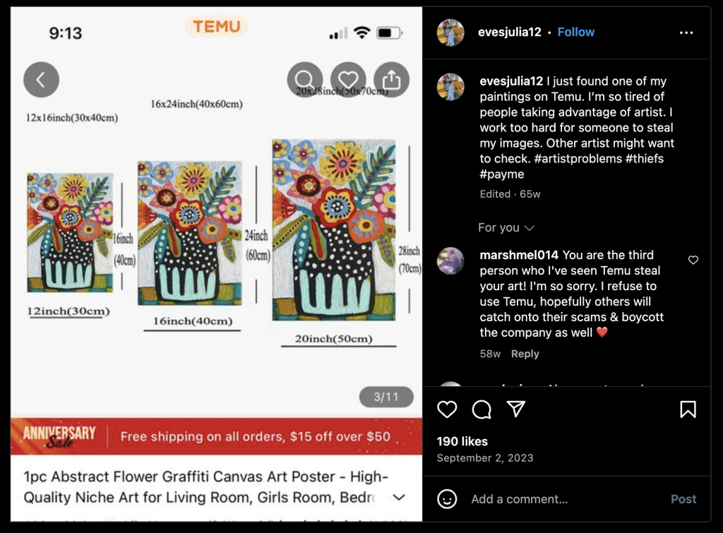 Protect your creative work before and after it gets stolen (by sites like Temu)