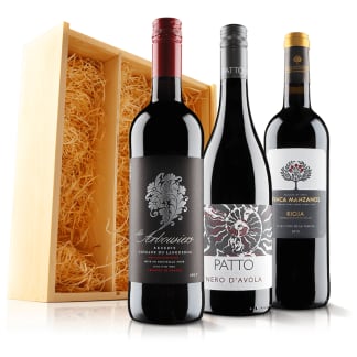 Luxury Red Wine Trio in Wooden Gift Box
