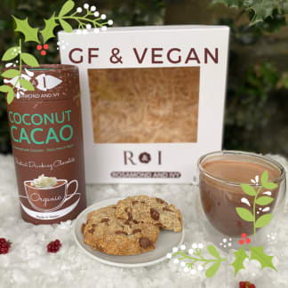 Coconut Hot Chocolate 2 Double Walled Glass & Cookies Vegan Gift Box