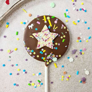 Milk Chocolate Sprinkle Star Lollipop
