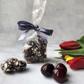 Hand Painted Sour Cherry & Dark Chocolate Mini Chocolate Eggs (Vegan)