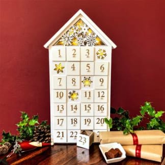 Luxury Chocolate Truffle Wooden Advent Calendar in White