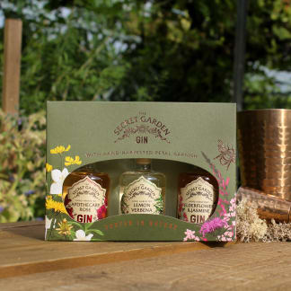 The Secret Garden Gin Miniature Gift Set with dried petal garnish