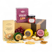 Artisan Three-Cheese Hamper with Crackers and Chutney