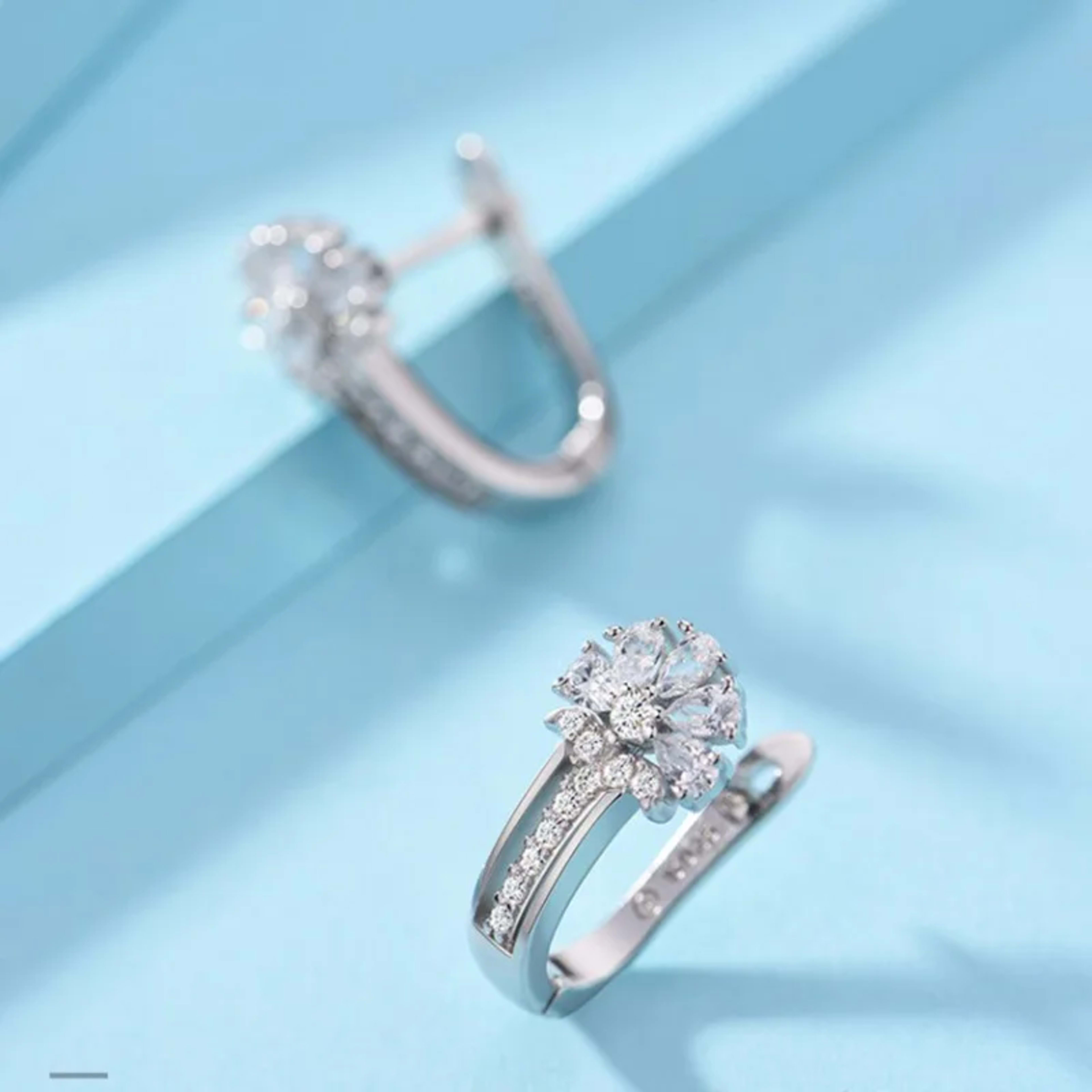 Fine Jewelry 925 Sterling Silver Earrings Inlaid With Zircon Crystal Flower Earrings Charm Jewelry For Women Gift Engage 2