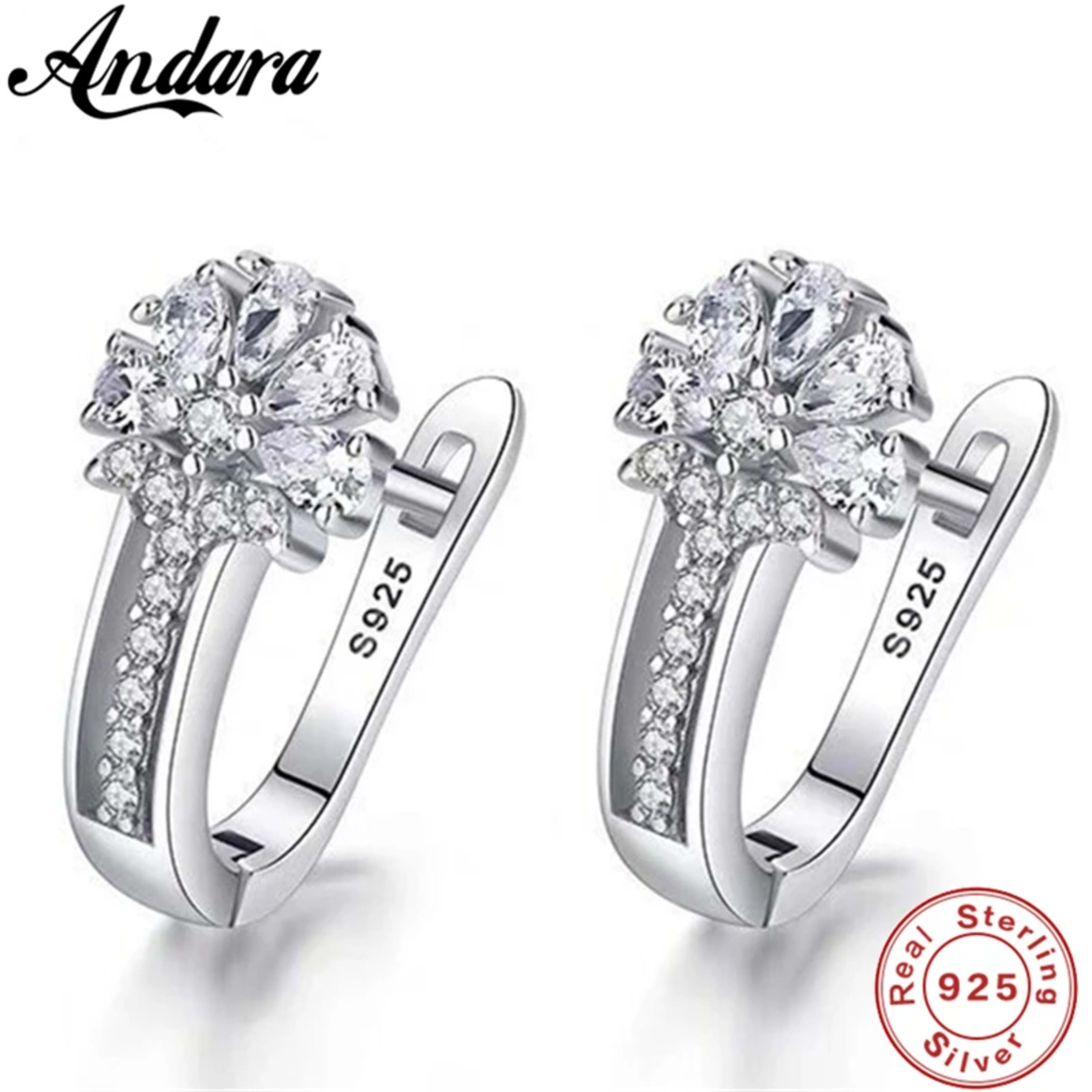 Fine Jewelry 925 Sterling Silver Earrings Inlaid With Zircon Crystal Flower Earrings Charm Jewelry For Women Gift Engage
