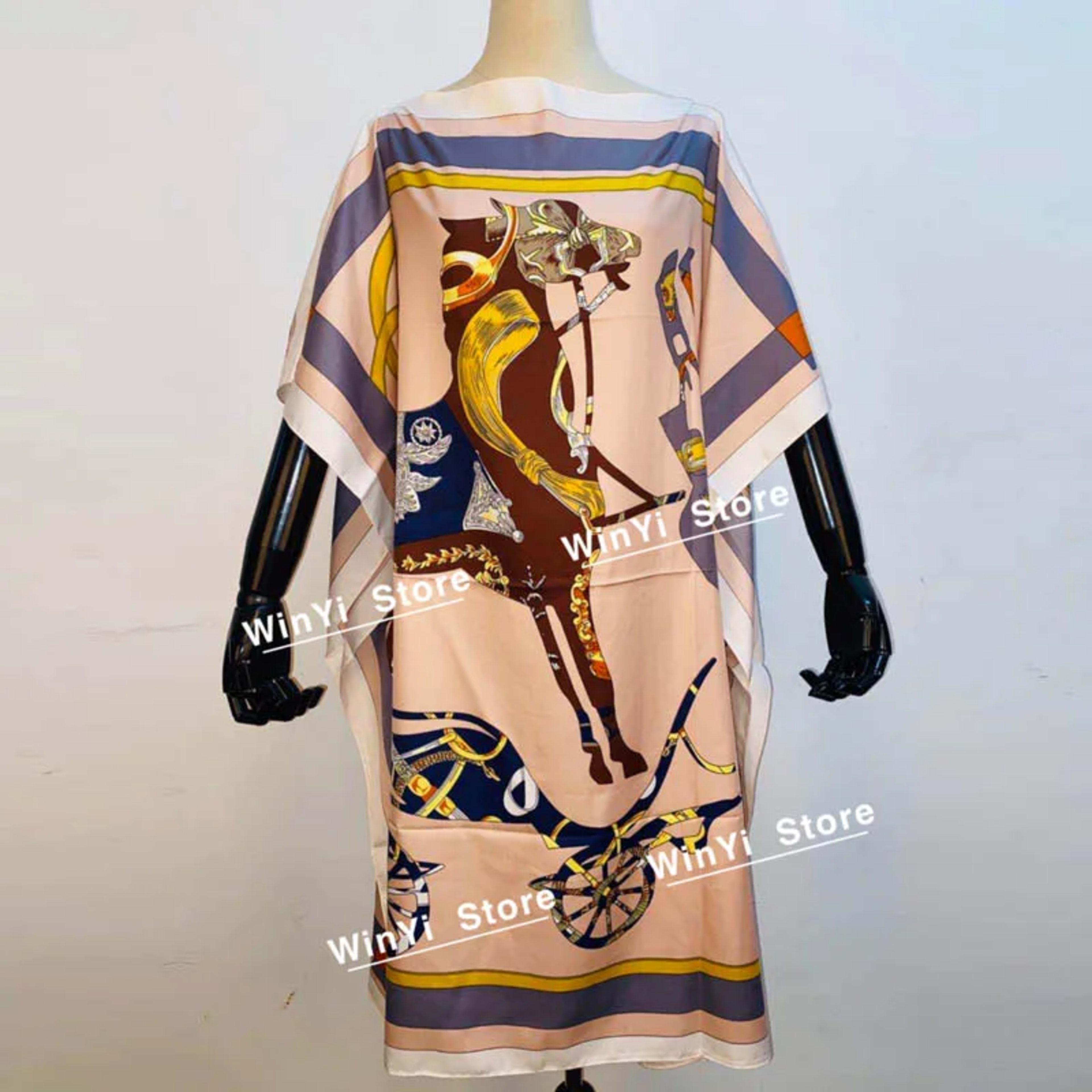 Printed Dresses For Women 2020 Fashion Design Loose Dress Batwing Maxi Long Femme Vestidos Summer Autumn Party Elegant D 6