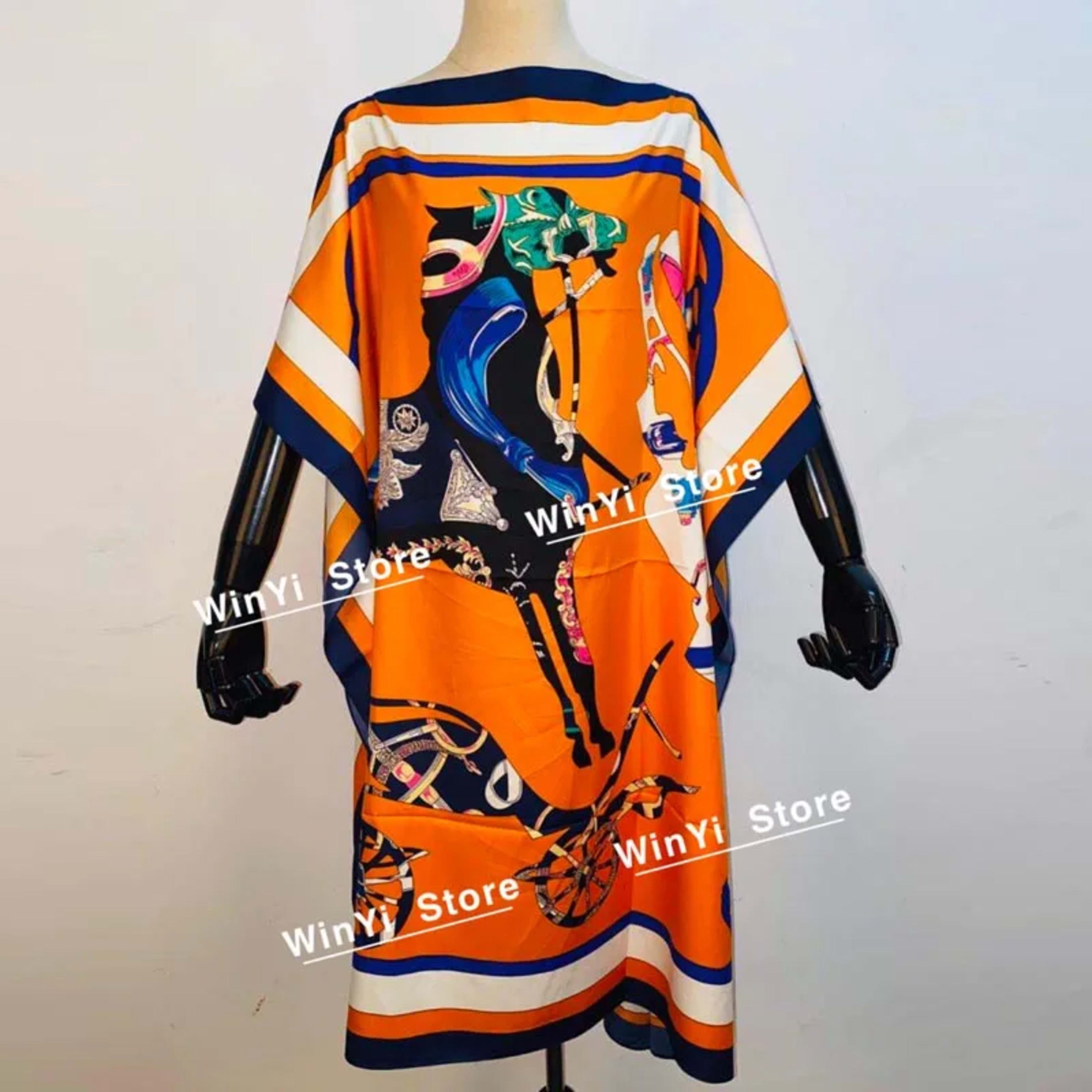 Printed Dresses For Women 2020 Fashion Design Loose Dress Batwing Maxi Long Femme Vestidos Summer Autumn Party Elegant D 4