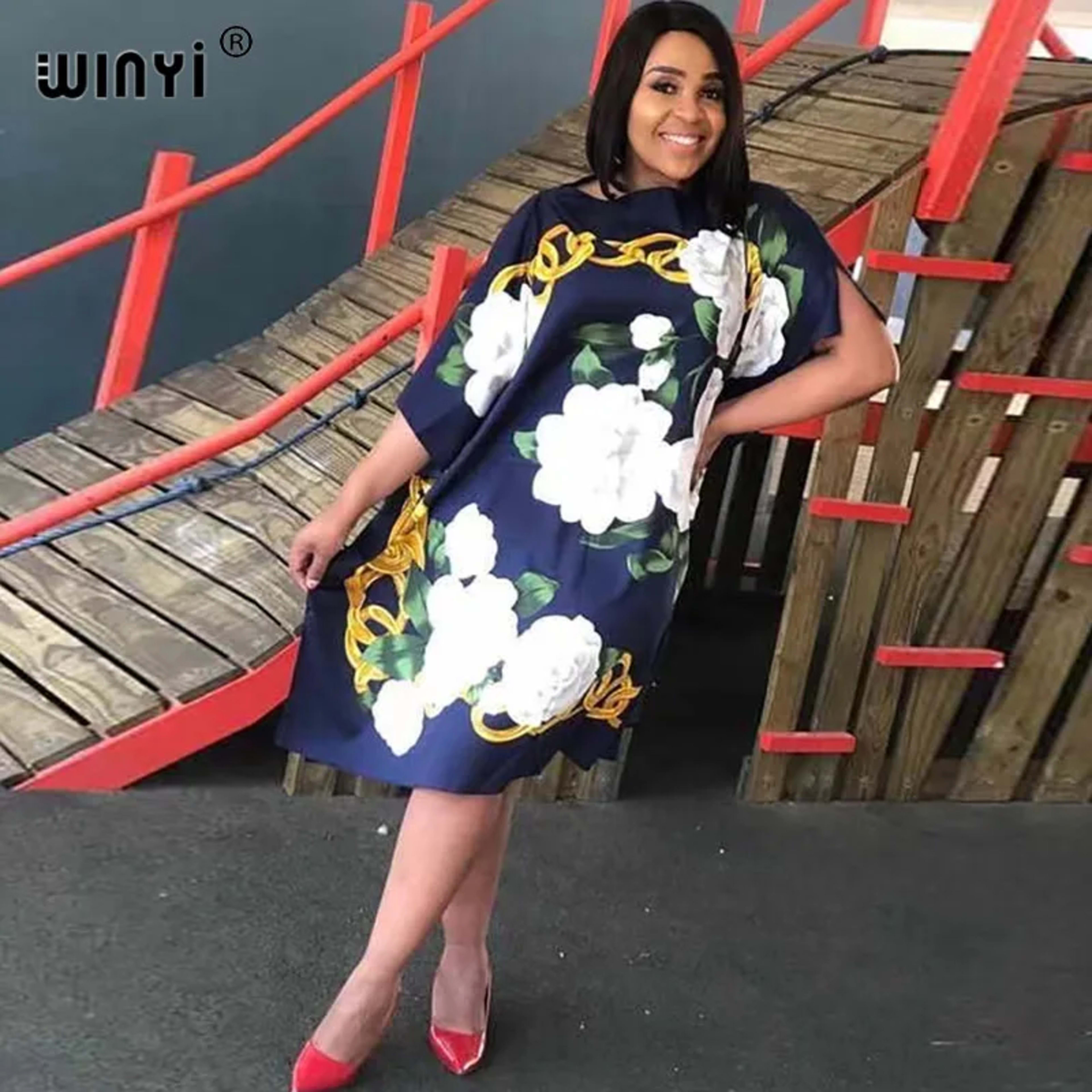 Printed Dresses For Women 2020 Fashion Design Loose Dress Batwing Maxi Long Femme Vestidos Summer Autumn Party Elegant D 1