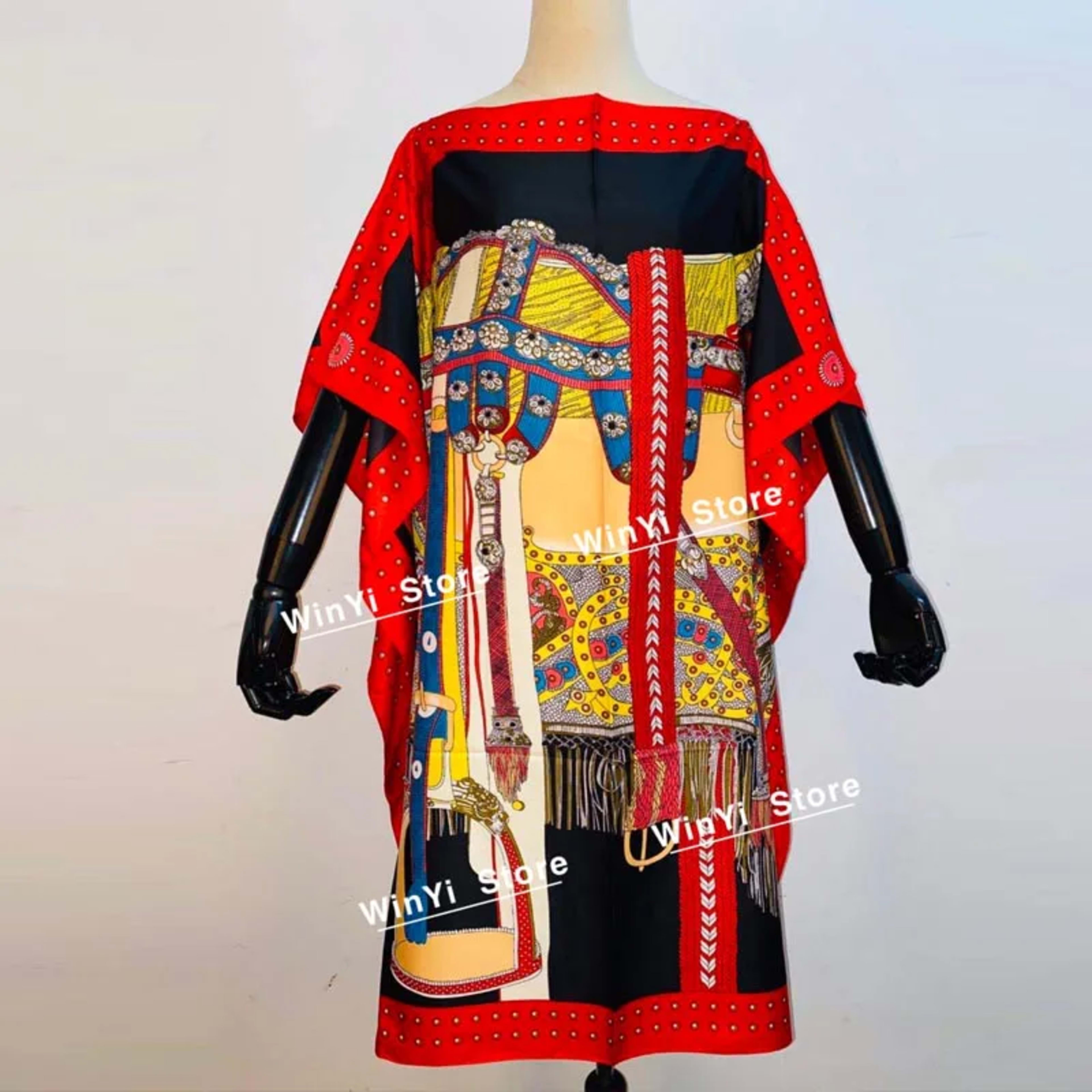 Printed Dresses For Women 2020 Fashion Design Loose Dress Batwing Maxi Long Femme Vestidos Summer Autumn Party Elegant D 23