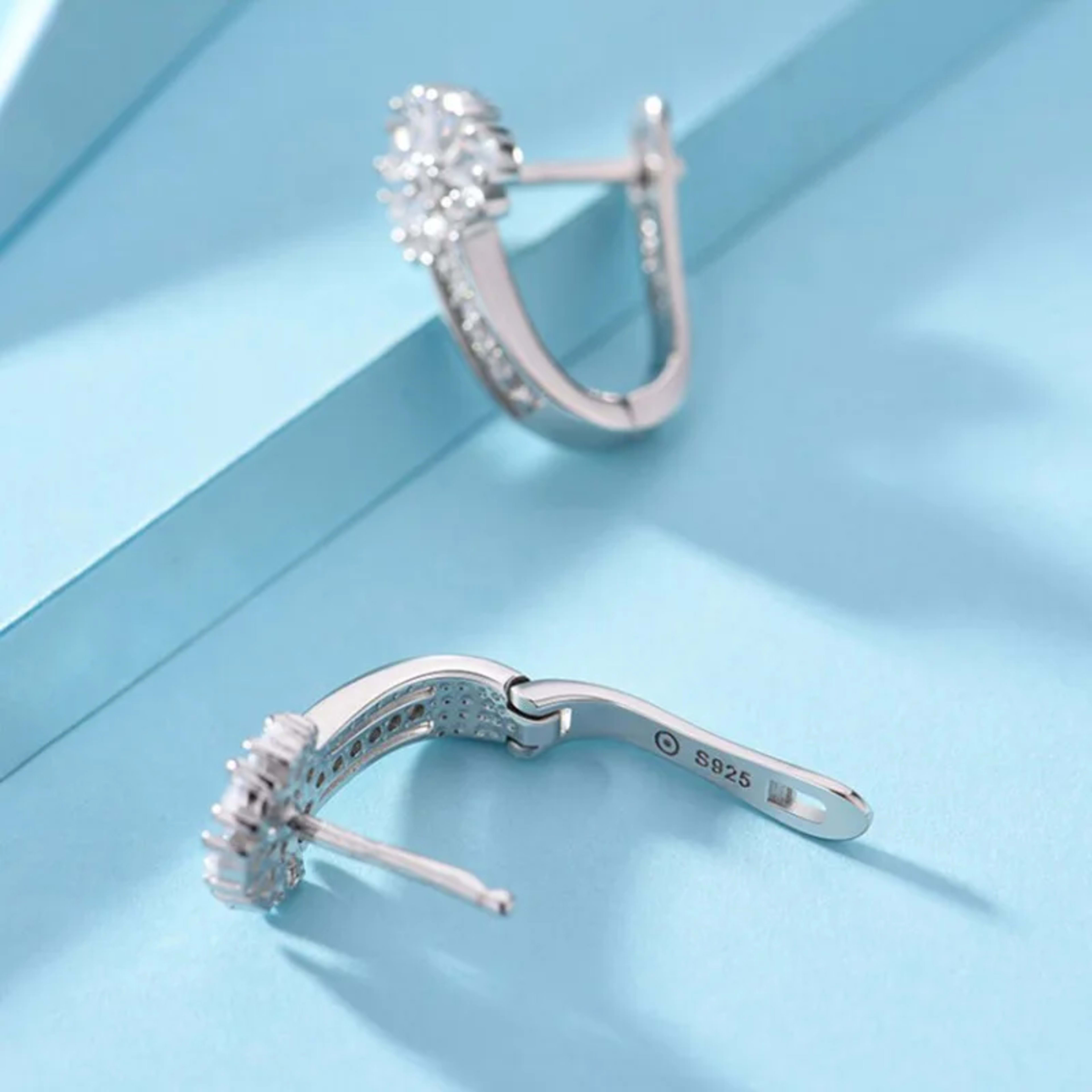 Fine Jewelry 925 Sterling Silver Earrings Inlaid With Zircon Crystal Flower Earrings Charm Jewelry For Women Gift Engage 4