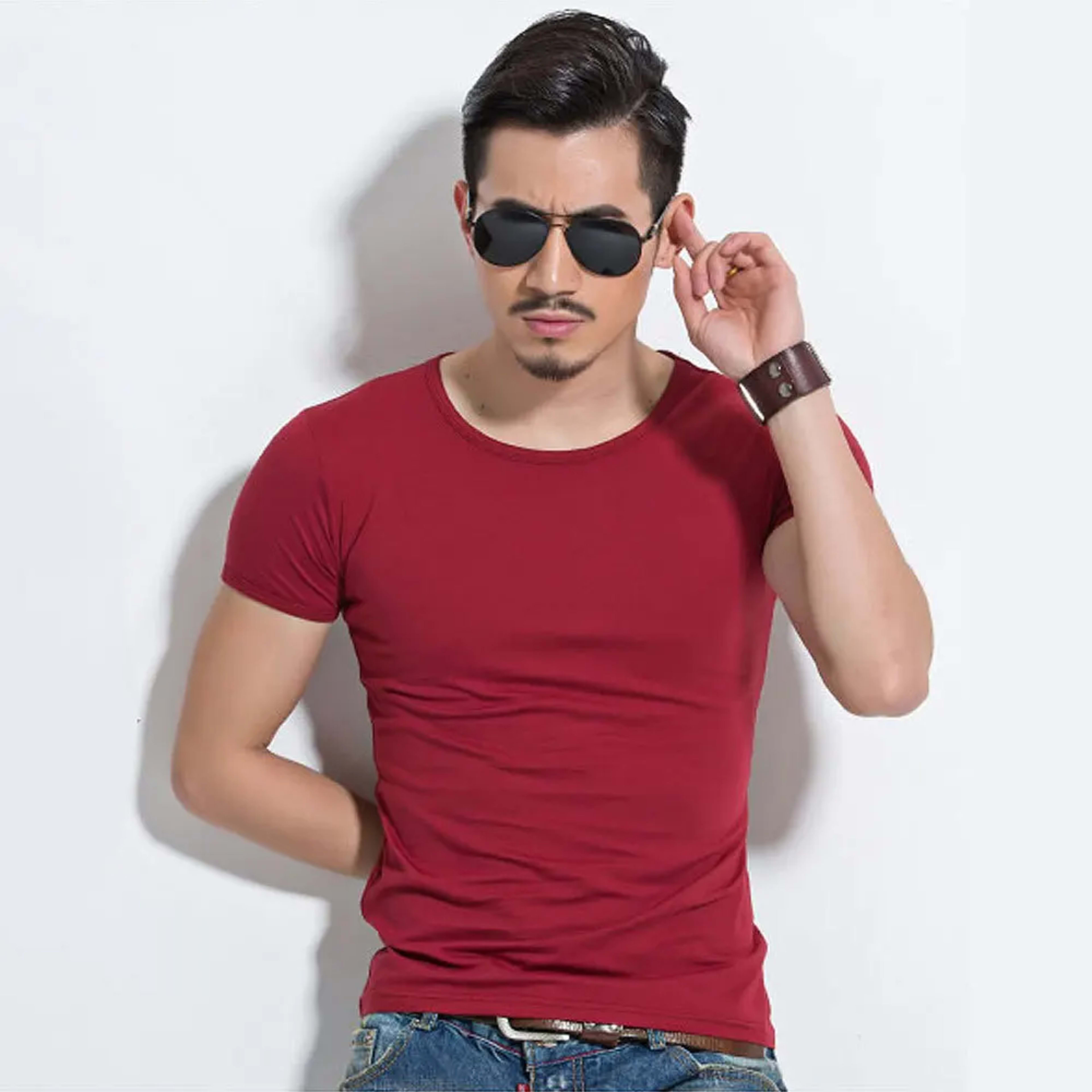 Men's T Shirt Short Sleeve Men T-Shirt O-Neck Slim Solid Color Half Sleeved Man Tops Tee Shirt 2026 MRMT Men T Shirt Clo 16